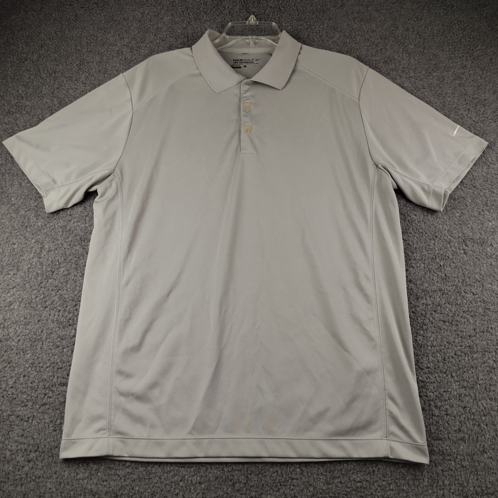 Nike Golf Polo Shirt Tour Performance Mens Large Grey Dri-FIT Short Sleeve